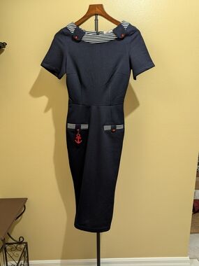 Tatyana Deep Water 1940's Nautical Pinup Pencil Dress